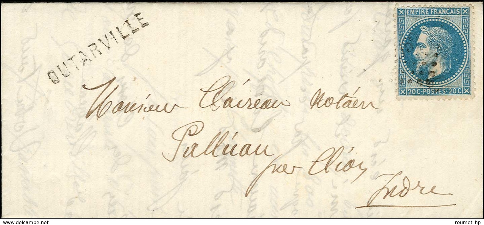 PC Du GC 2759 / N° 29 Griffe Provisoire OUTARVILLE (manque De Càd) Sur Lettre Pour Palluau, Càd D’arrivée 1 MAI 71. - R. - 1863-1870 Napoléon III Lauré