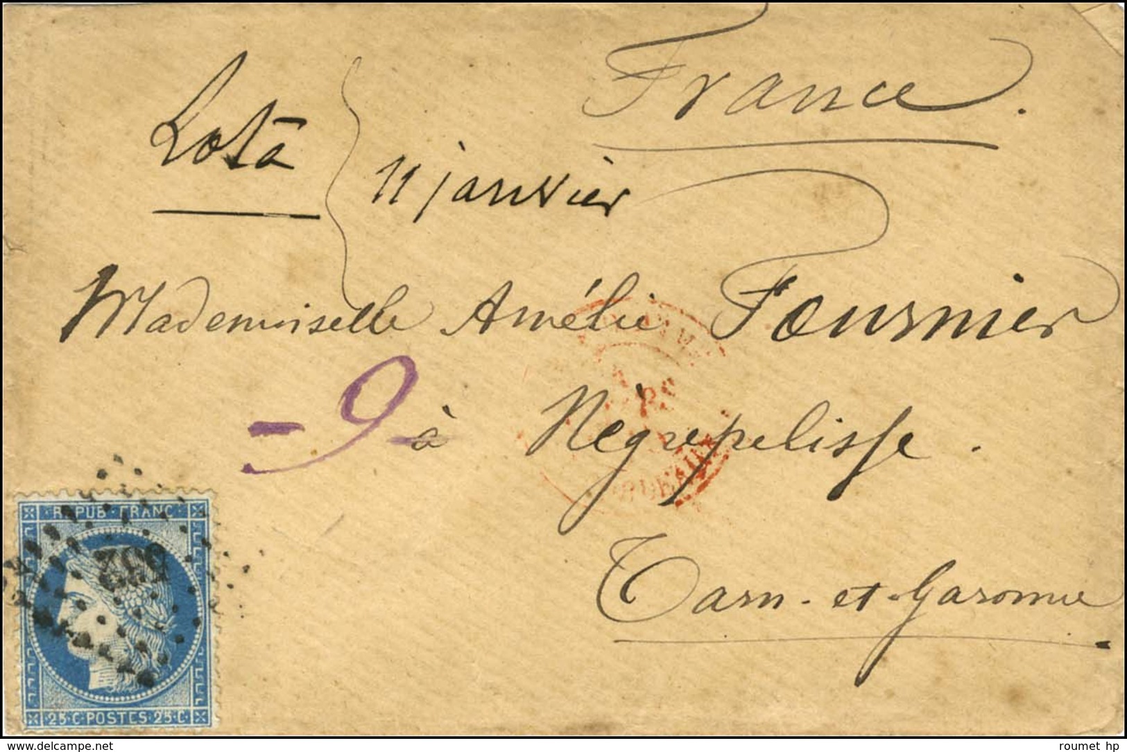 PC Du GC 532 (Bordeaux) / N° 60 Sur Lettre écrite à Bord Du Brick Cuirassé La Galissonnière En Mouillage à Lota (Chili)  - 1871-1875 Ceres