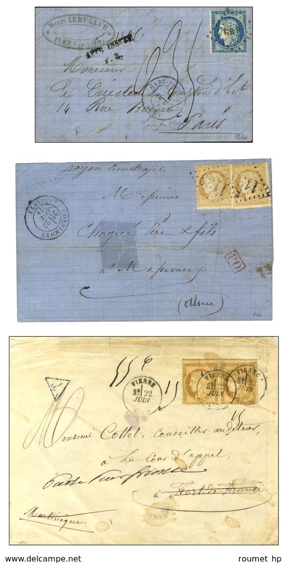 Lot De 3 Lettres Affranchies De L'émission Cérès. - TB. - 1871-1875 Ceres