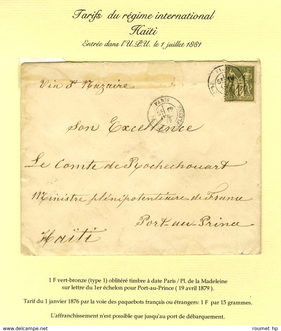 Càd PARIS / PL. DE LA MADELEINE / N° 72 Sur Lettre Adressée Au Comte De Rochechouart, Ministre Plénipotentiaire De Franc - 1876-1878 Sage (Tipo I)