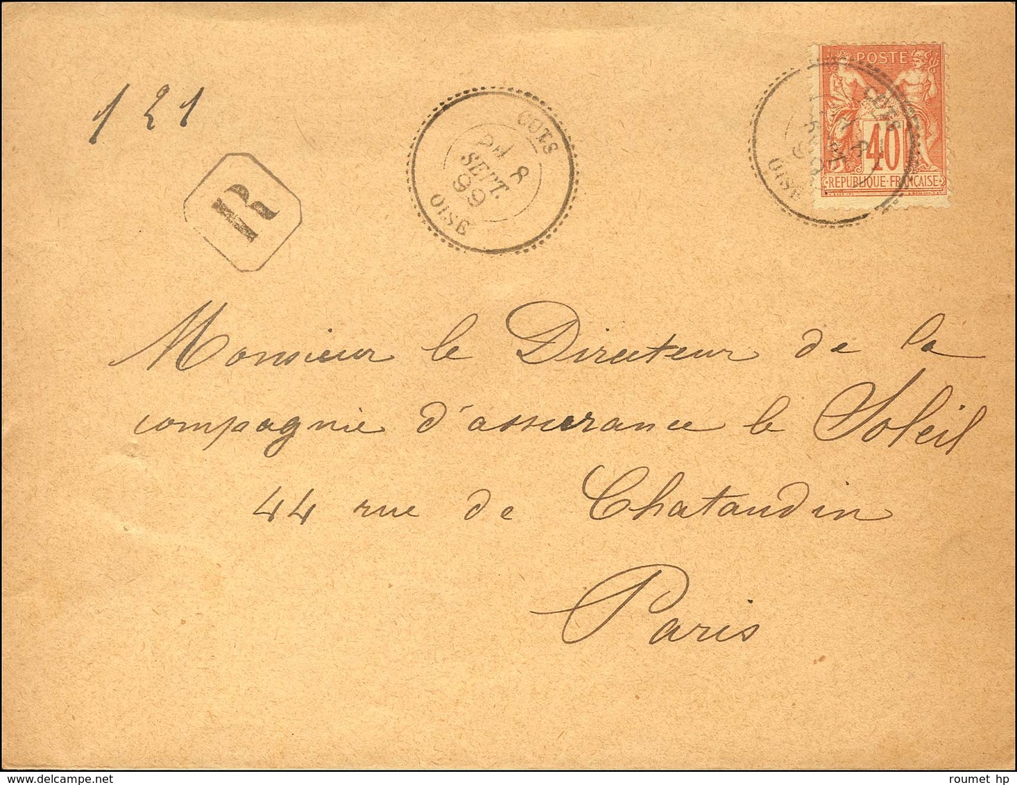 Càd T 25 CUTS / OISE / N° 94 Sur Lettre Recommandée. 1899. - TB / SUP. - R. - 1876-1878 Sage (Tipo I)