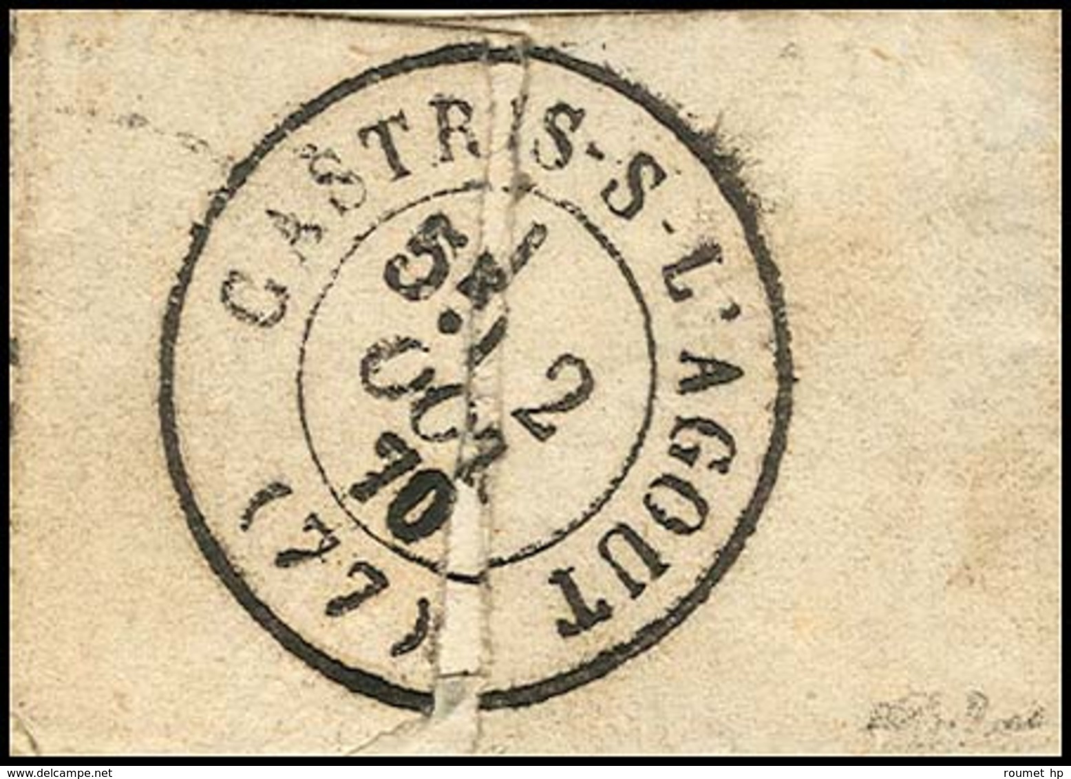 Lettre De Paris Expédiée En Pli Confié Pour Castres-s-l'Agout, Cachet De Passage TOURS 1 OCT. 70, Taxe 30 DT Annulée Plu - Krieg 1870