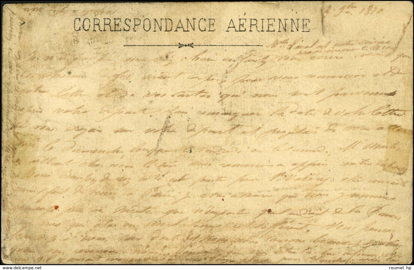 Etoile 4 / N° 28 + 29 Càd PARIS / RUE D'ENGHIEN 3 NOV. 70 Sur Carte REPUBLIQUE FRANCAISE , Au Recto CORRESPONDANCE AERIE - Guerre De 1870