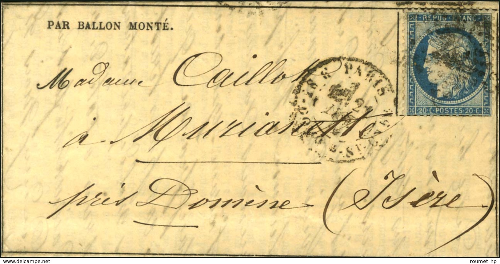 Etoile 20 / N° 37 Càd PARIS / R. ST DOMque ST GN N° 56 21 NOV. 70 Sur Gazette Des Absents N° 9 Pour Murianette Près Domè - Krieg 1870