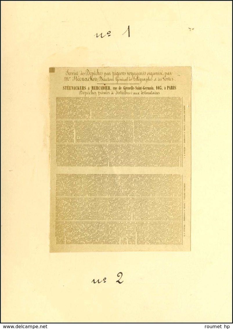 2 Pigeongrammes : Dépêches Privées N° 1 ET 2. - TB. - Guerre De 1870