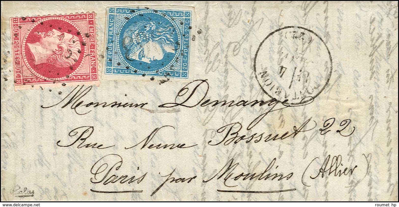 GC 2963 / N° 24 + 45 Càd T 16 PONTARLION (22) 4 JANV. 71 Sur Boule De Moulins Sans Càd D'arrivée. Bel Affranchissement C - War 1870