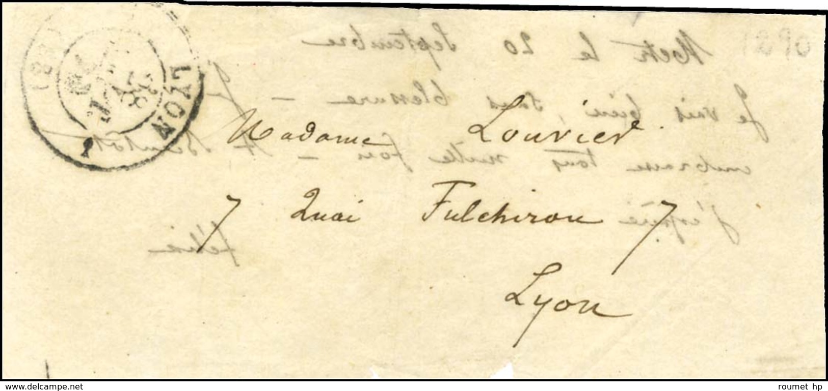 Papillon De Metz Daté Du 20 Septembre 1870 Pour Lyon. Au Recto, Càd D'arrivée LYON (68) 28 SEPT. 70. - TB / SUP. - RR. - Guerre De 1870