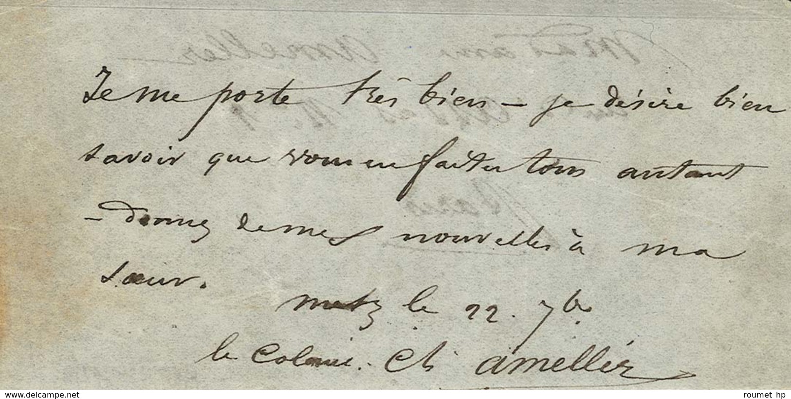 Ensemble De 5 Papillons De Metz Datés Du 19 Au 23 Septembre 1870 Non Expédiés, Leur Auteur Le Colonel Ameller Ayant été  - Guerre De 1870