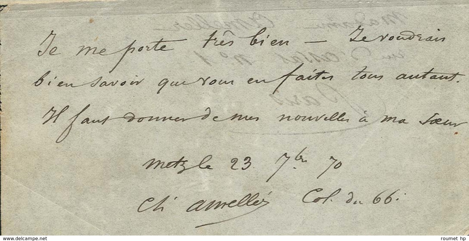 Ensemble de 5 papillons de Metz datés du 19 au 23 Septembre 1870 non expédiés, leur auteur le Colonel Ameller ayant été 