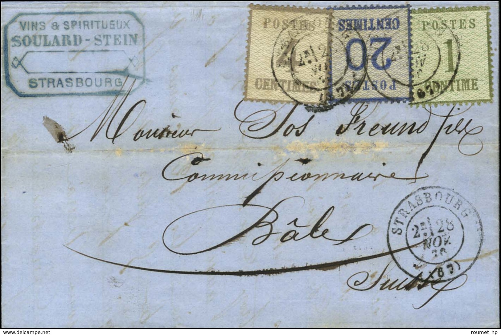 Càd T 17 STRASBOURG (67) 28 NOV. 70 / Alsace N° 1 + 3 + 6 Sur Lettre Pour Bâle. - TB. - R. - Lettres & Documents