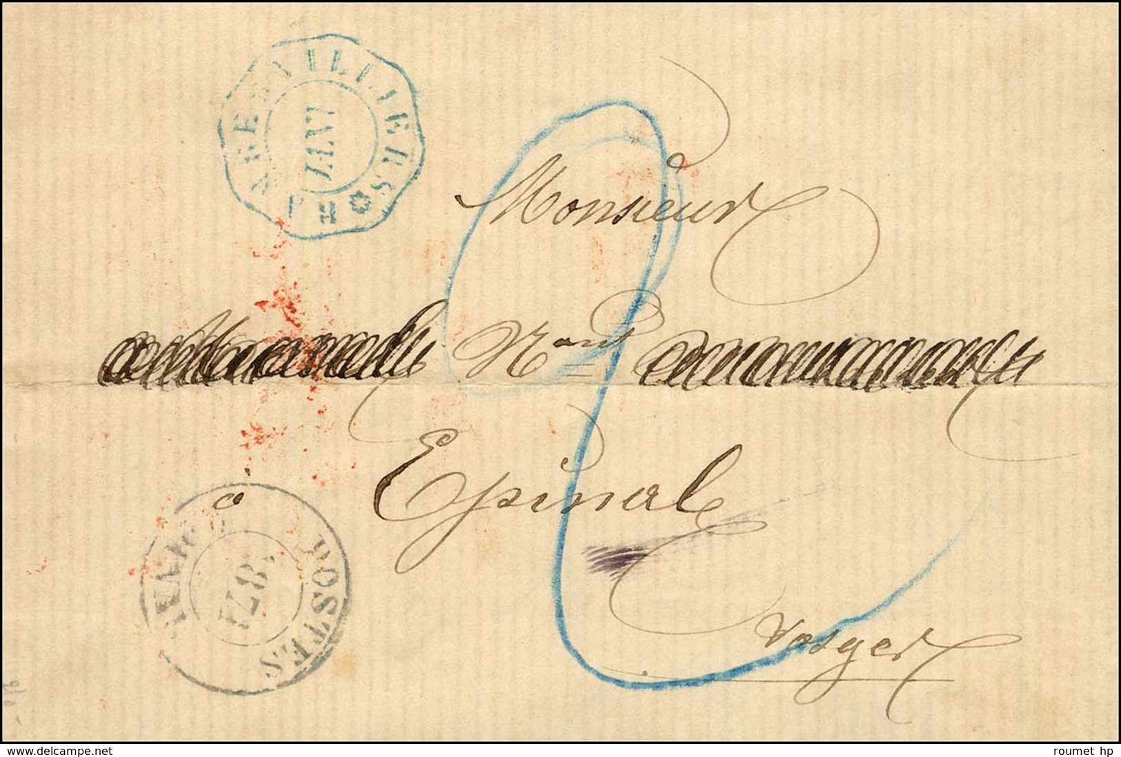 Cachet Télégraphique Bleu RAMBERVILLERS * Sur Lettre Avec Texte Partiel De '' Fraypertuis Près De Rambervillers '' Pour  - Lettres & Documents