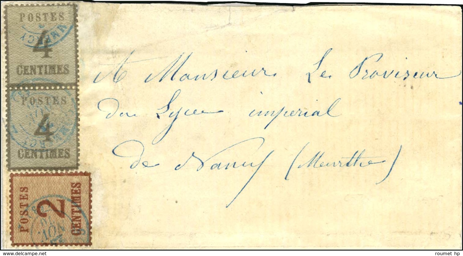 Càd T 15 Bleu COMMERCY (53) 23 NOV. 70 / Alsace N° 2 + 3 Paire Sur Lettre Incomplète Pour Nancy. Au Verso, Càd D'arrivée - Covers & Documents