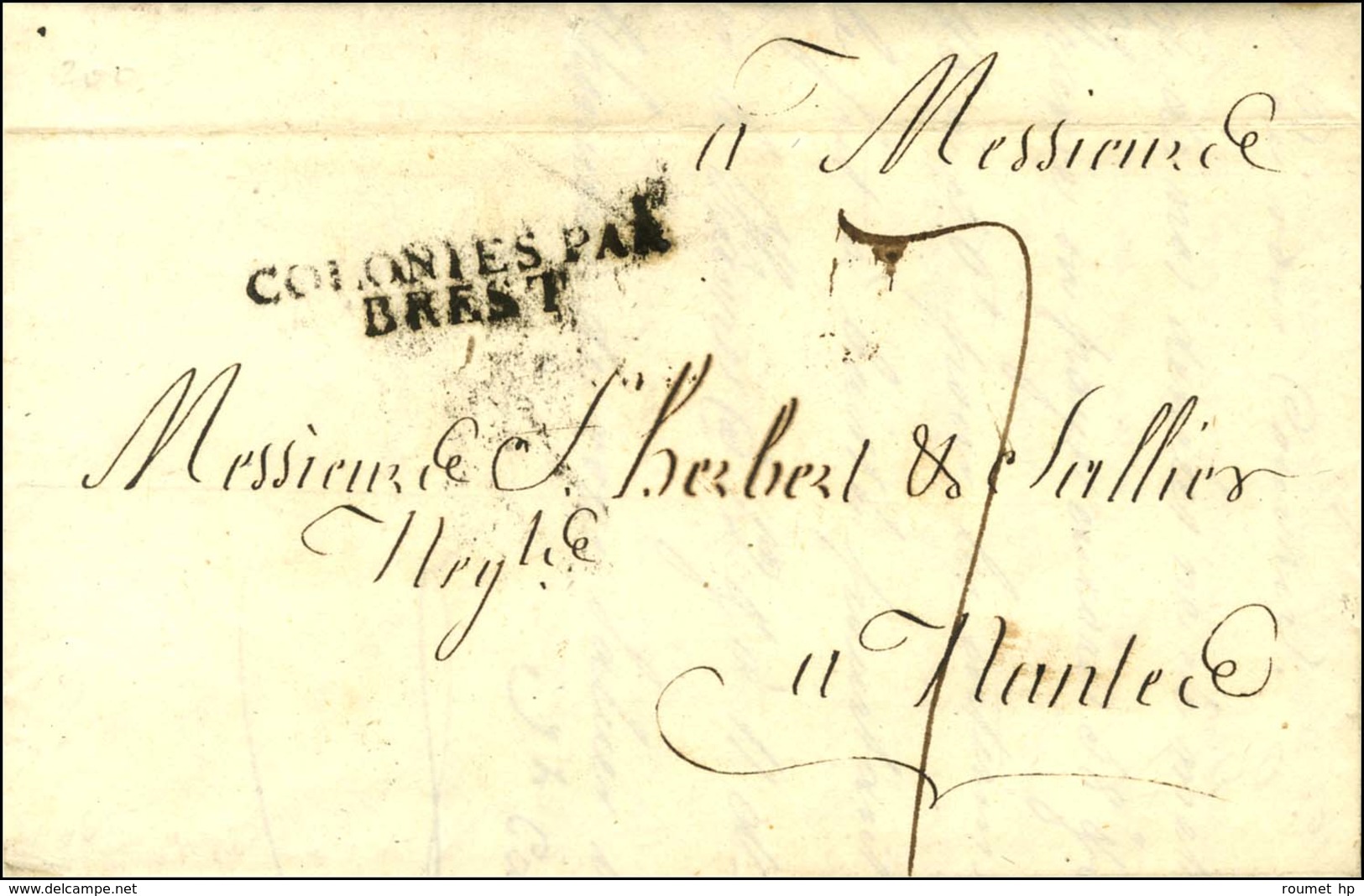 Lettre Avec Texte Daté De Saint Pierre De La Martinique Le 16 Août 1823 Pour Nantes. Au Recto, Marque Postale D'entrée C - Poste Maritime
