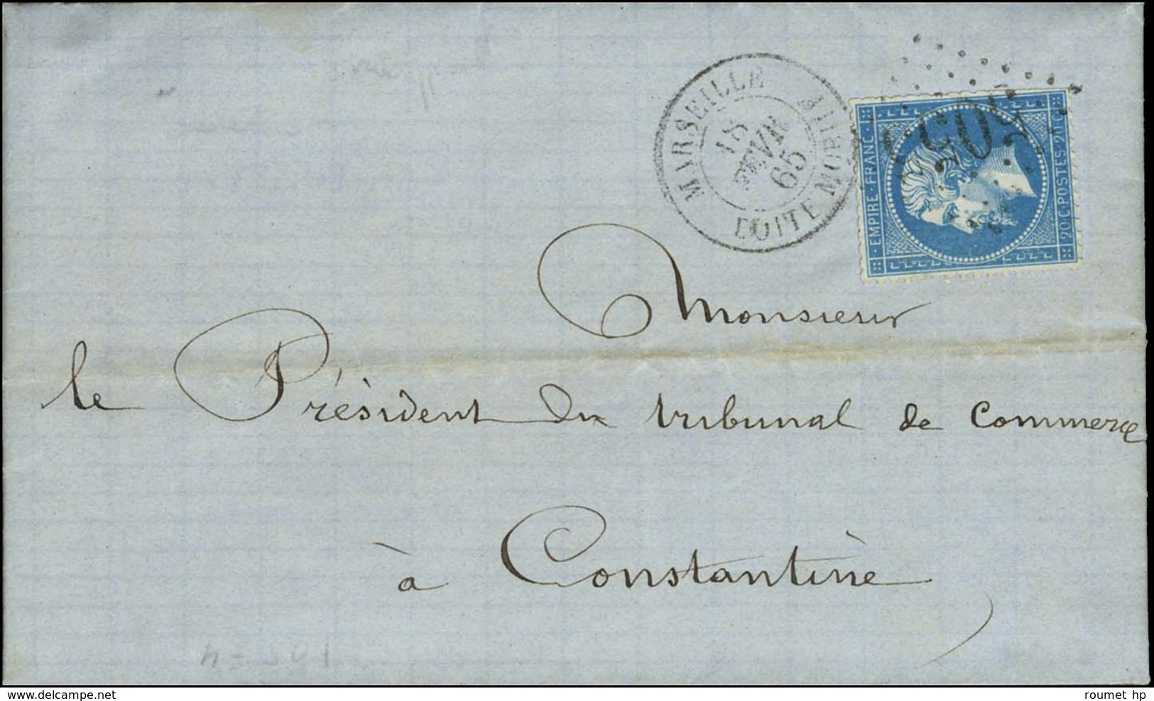 GC 5055 / N° 22 Càd MARSEILLE / BOÎTE MOBILE Sur Lettre Pour Constantine. 1865. - TB / SUP. - Poste Maritime