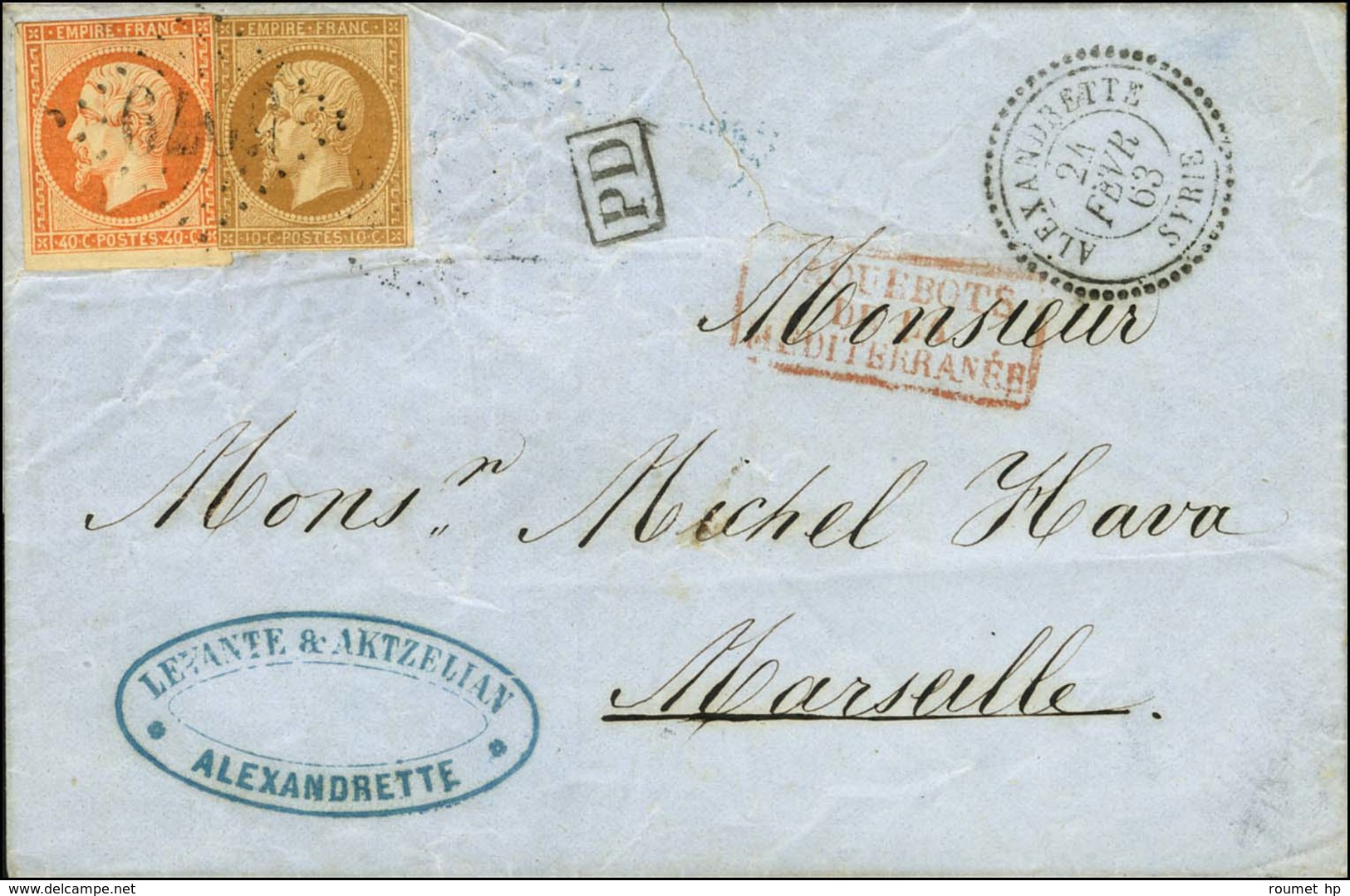 GC 5079 / N° 13 + 16 Càd T 22 ALEXANDRETTE / SYRIE 24 FEVR. 63 Sur Lettre Pour Marseille. Rare Association Du GC Sur Non - Posta Marittima