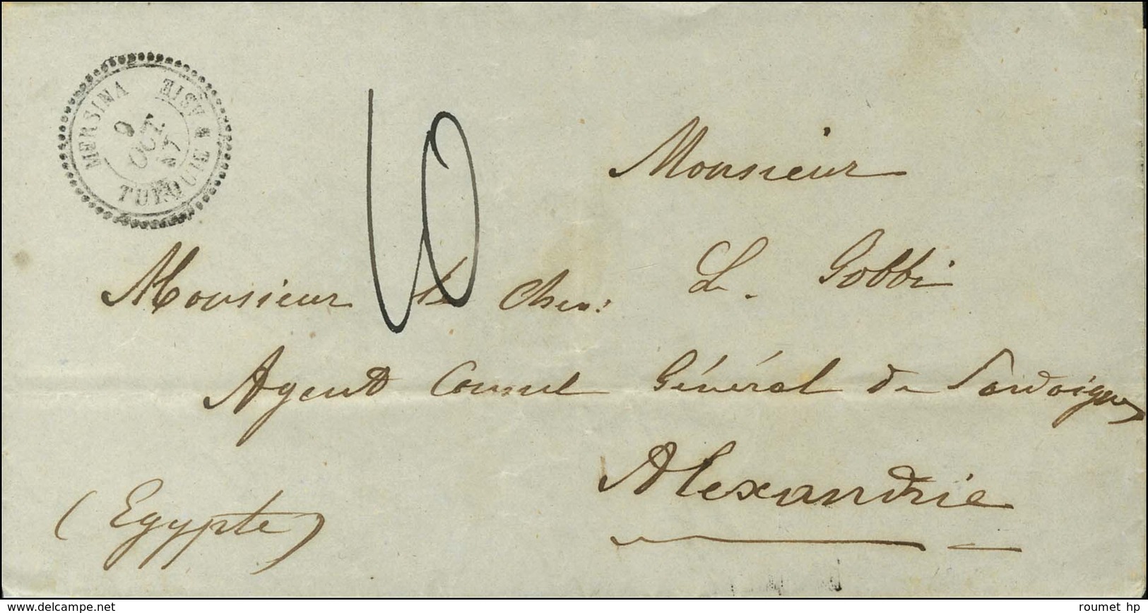 Càd T 22 MERSINA / TURQUIE D'ASIE 9 OCT. 57 Sur Lettre Avec Texte Pour Alexandrie. - TB / SUP. - R. - Correo Marítimo