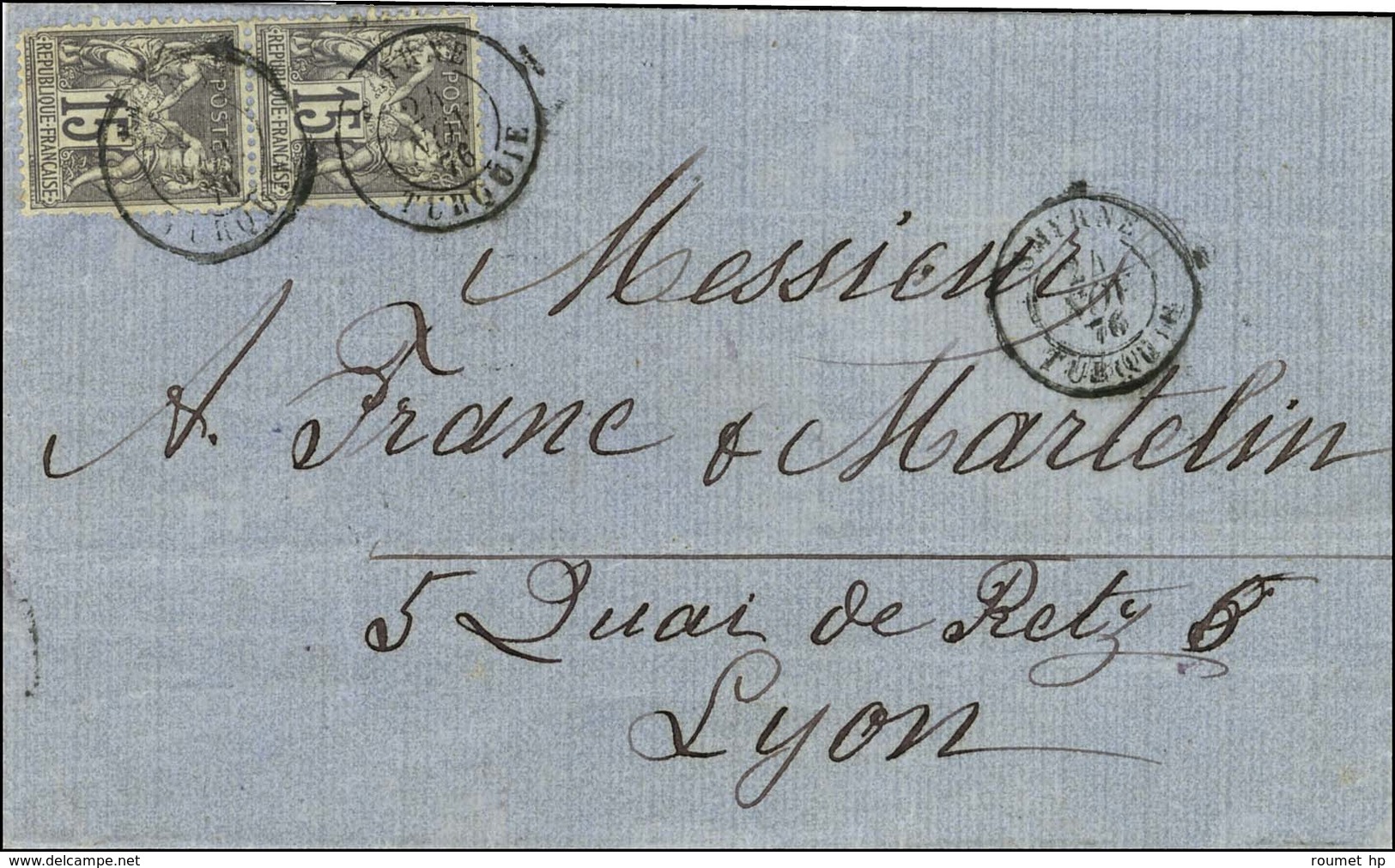 Càd SMYRNE / TURQUIE / N° 66 (paire, 1 Ex. Infime Def). 1876. - TB. - Poste Maritime