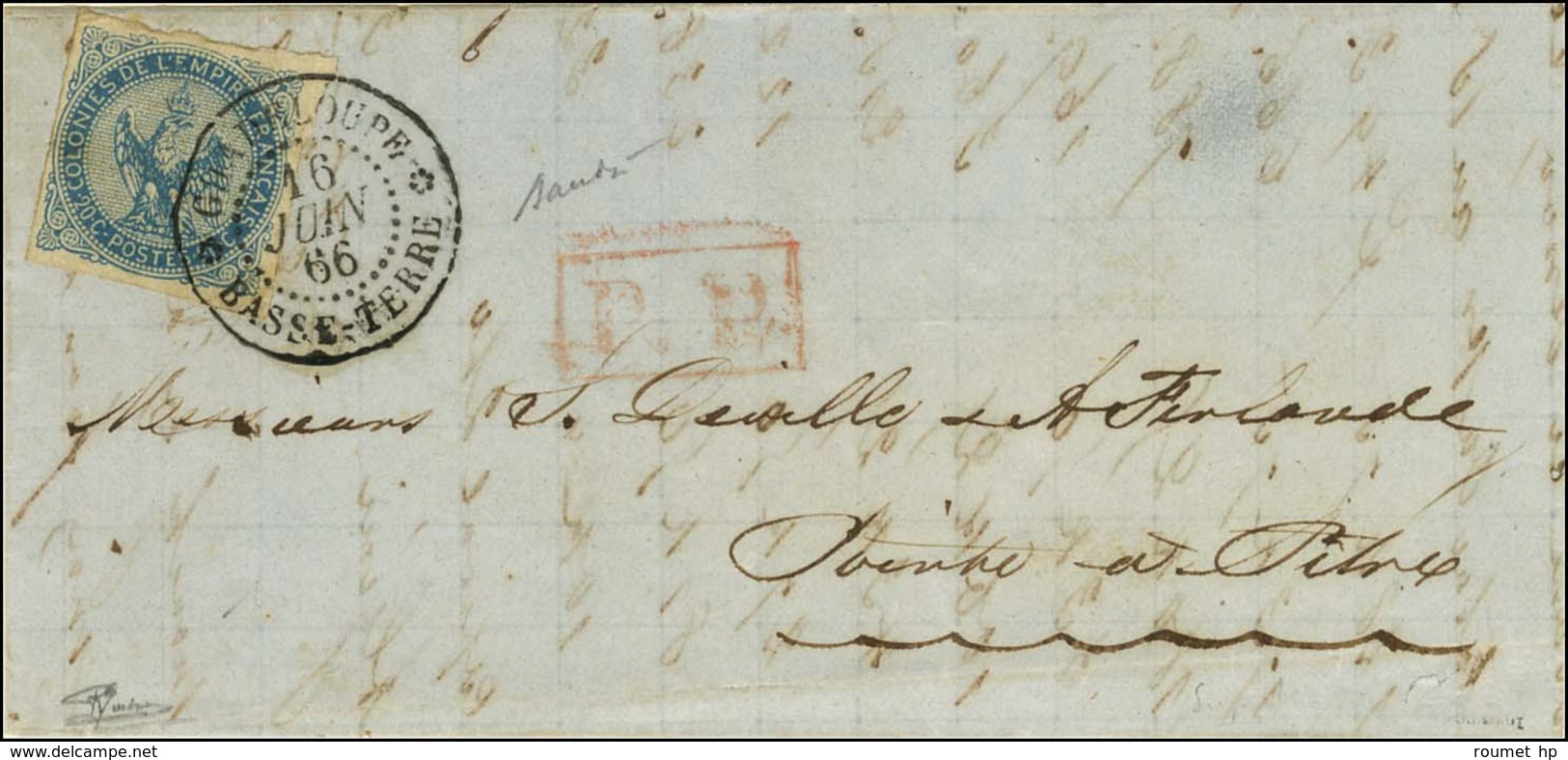 Càd GUADELOUPE / BASSE-TERRE / CG N° 4, P.P. Rouge Local Sur Lettre Pour Pointe à Pitre. 1866. - SUP. - R. - Poste Maritime