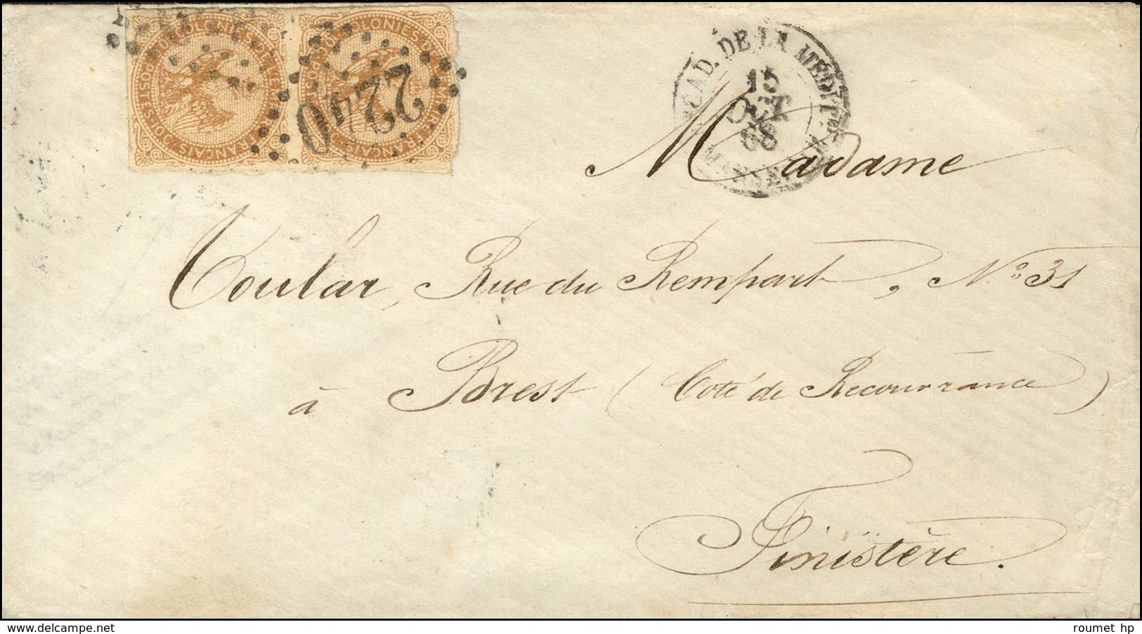 GC 2240 (Marseille) / CG N° 3 (paire) Càd ESCAD.DE LA MEDITée / MARSEILLE Sur Lettre Au Tarif De Militaire Pour Brest. A - Correo Marítimo