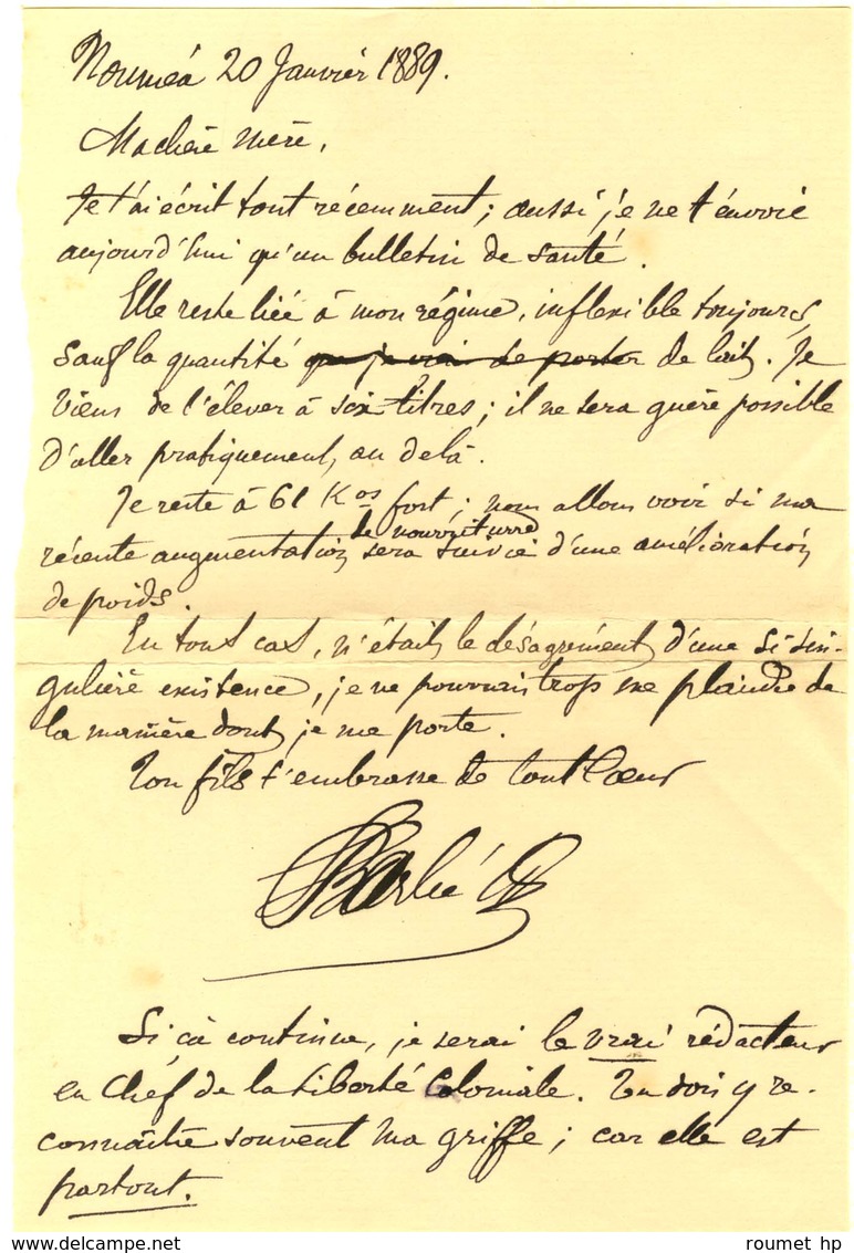 Càd Nlle - CALEDONIE / NOUMEA / Col. Gen. N° 58 Sur Lettre Avec Texte Recommandée 2 Ports Pour La France. 1889. Exceptio - Poste Maritime