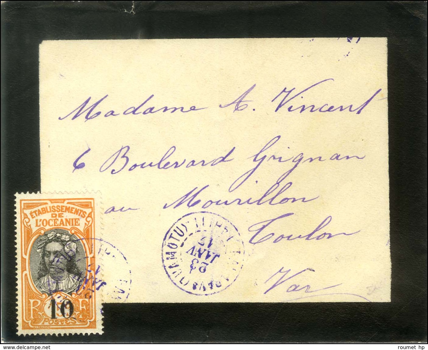 Càd Violet FAKARAVA (TUAMOTU) / TAHITI / Océanie N° 43 Sur Lettre Pour Toulon. 1917. - TB. - R. - Maritime Post