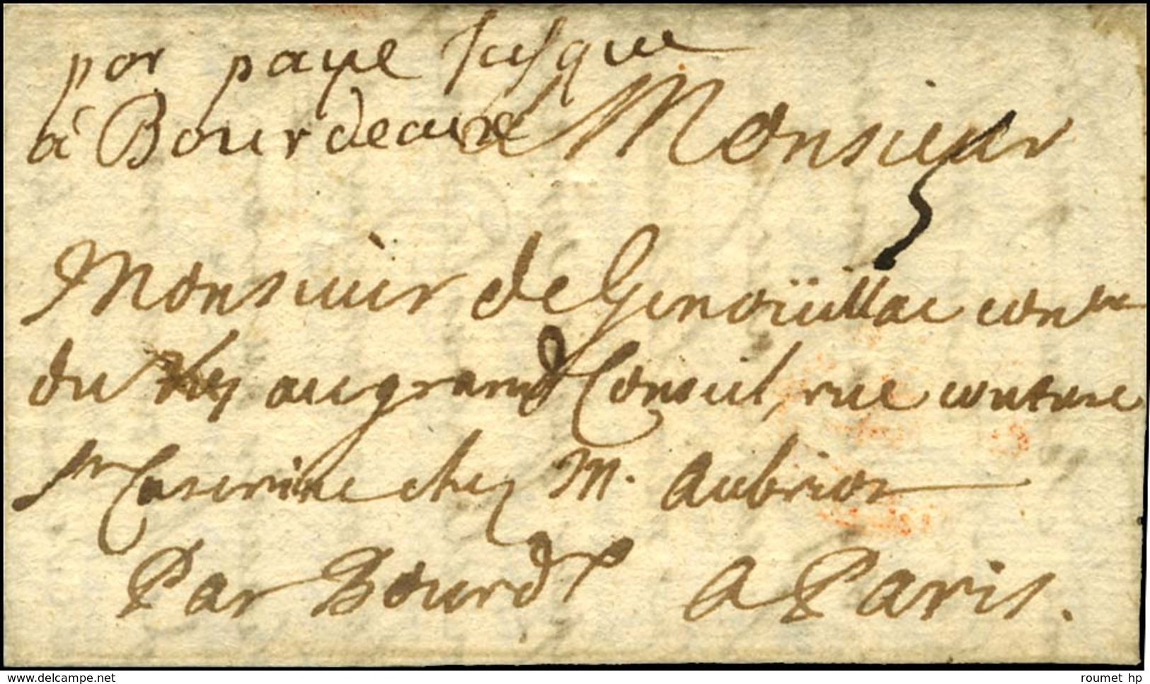 '' Port Payé Jusqu'à Bordeaux '' Sur Lettre Avec Texte Pour Paris. 1687. - TB / SUP. - R. - ....-1700: Précurseurs