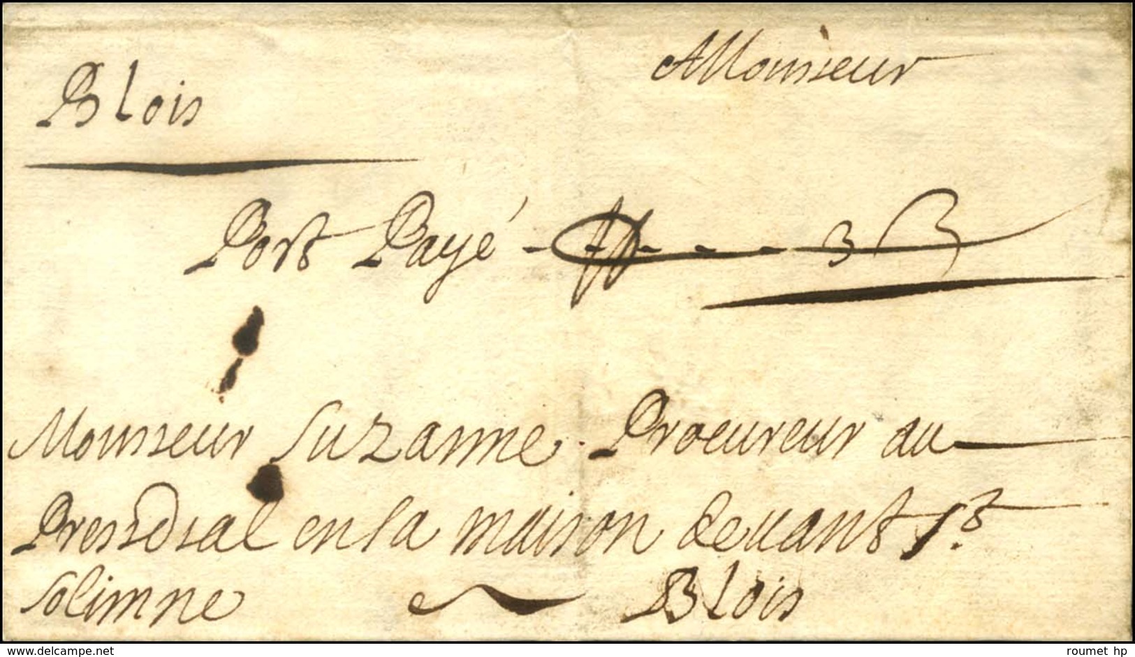 Lettre Avec Texte Daté D'Ingrande Le 25 Décembre 1682 Pour Blois, Au Recto Mention Manuscrite '' Port Payé ''. - TB / SU - ....-1700: Precursori