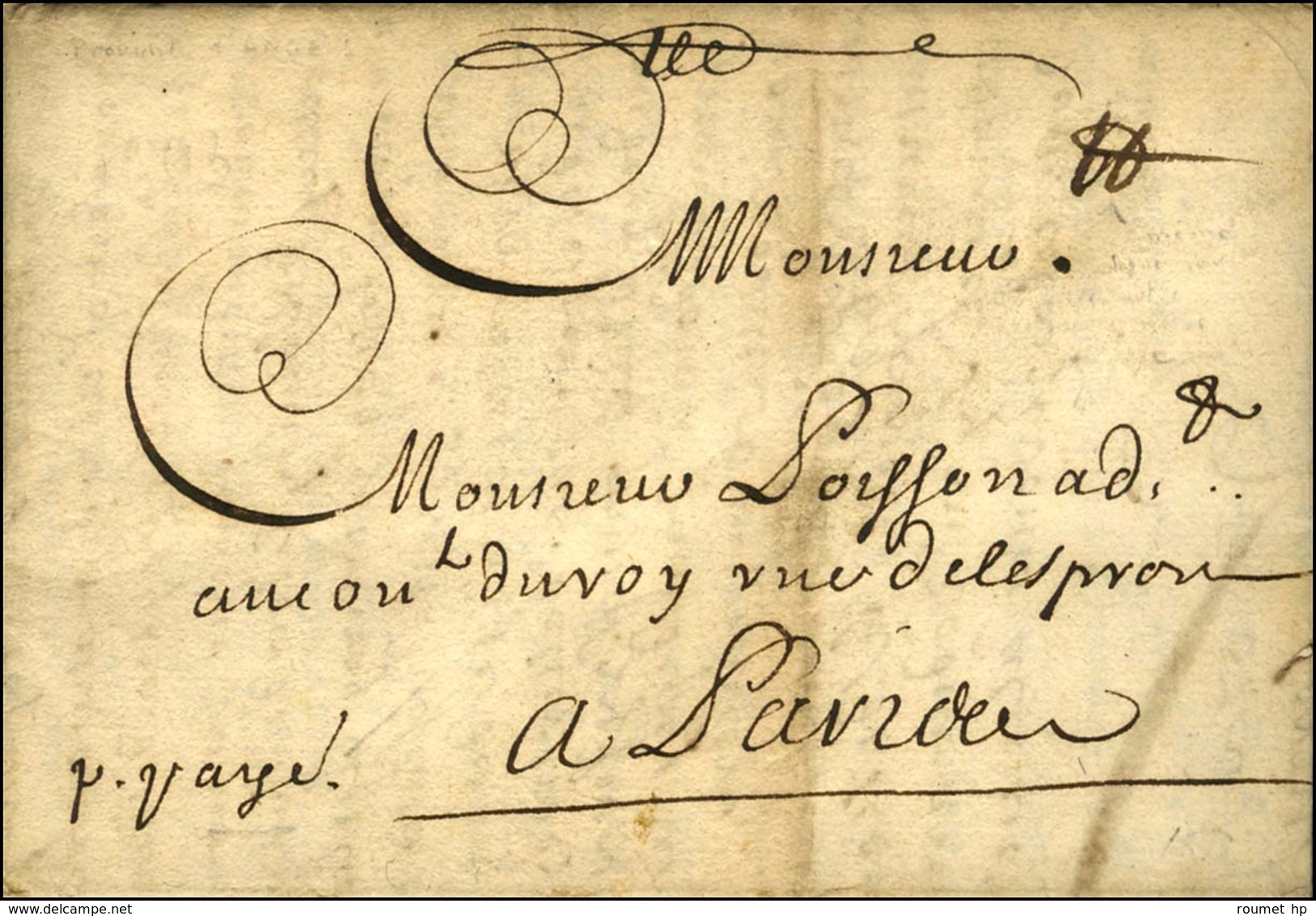 '' P.payé '' Sur Lettre Avec Texte Daté D'Angers. 1693. - TB / SUP. - R. - ....-1700: Vorläufer