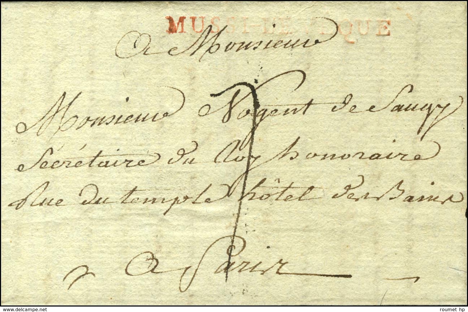 MUSSI-L'EVEQUE Rouge (L N° 2) Sur Lettre Avec Texte Non Daté (1790). - TB. - R. - 1701-1800: Précurseurs XVIII