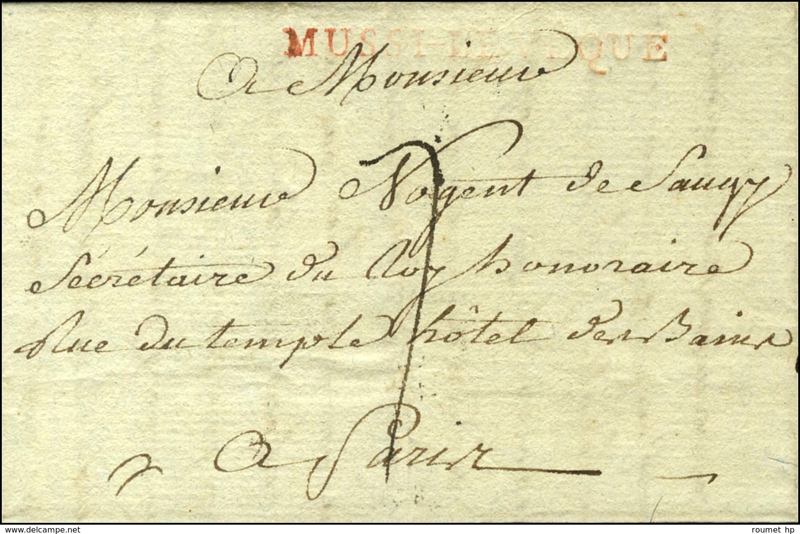 MUSSI-L'EVEQUE Rouge (L N° 2) Sur Lettre Avec Texte Non Daté (1790). - TB. - R. - 1701-1800: Precursori XVIII