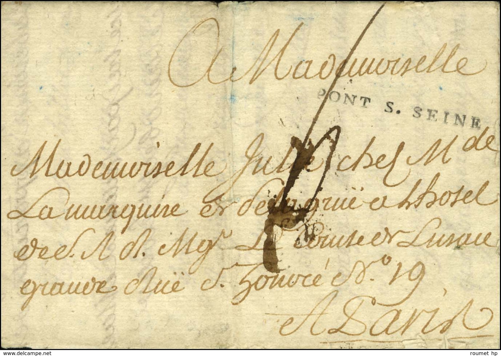 PONT S. SEINE (L N° 1a) Sur Lettre Avec Texte Daté 1786. - TB / SUP. - 1701-1800: Voorlopers XVIII