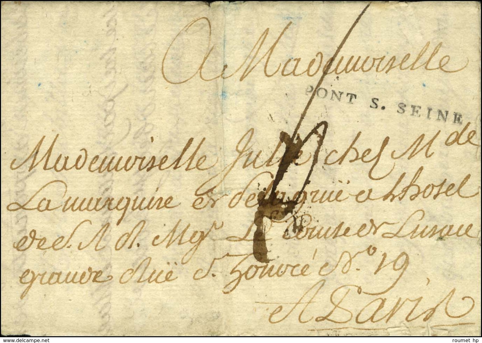 PONT S. SEINE (L N° 1a) Sur Lettre Avec Texte Daté 1786. - TB / SUP. - 1701-1800: Precursori XVIII