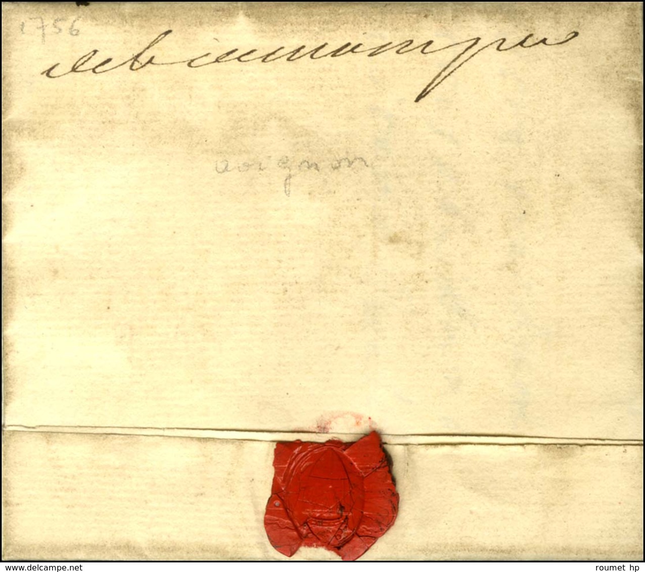 '' Deb D'avignon '' (L N° 8). 1756. - TB. - 1701-1800: Précurseurs XVIII