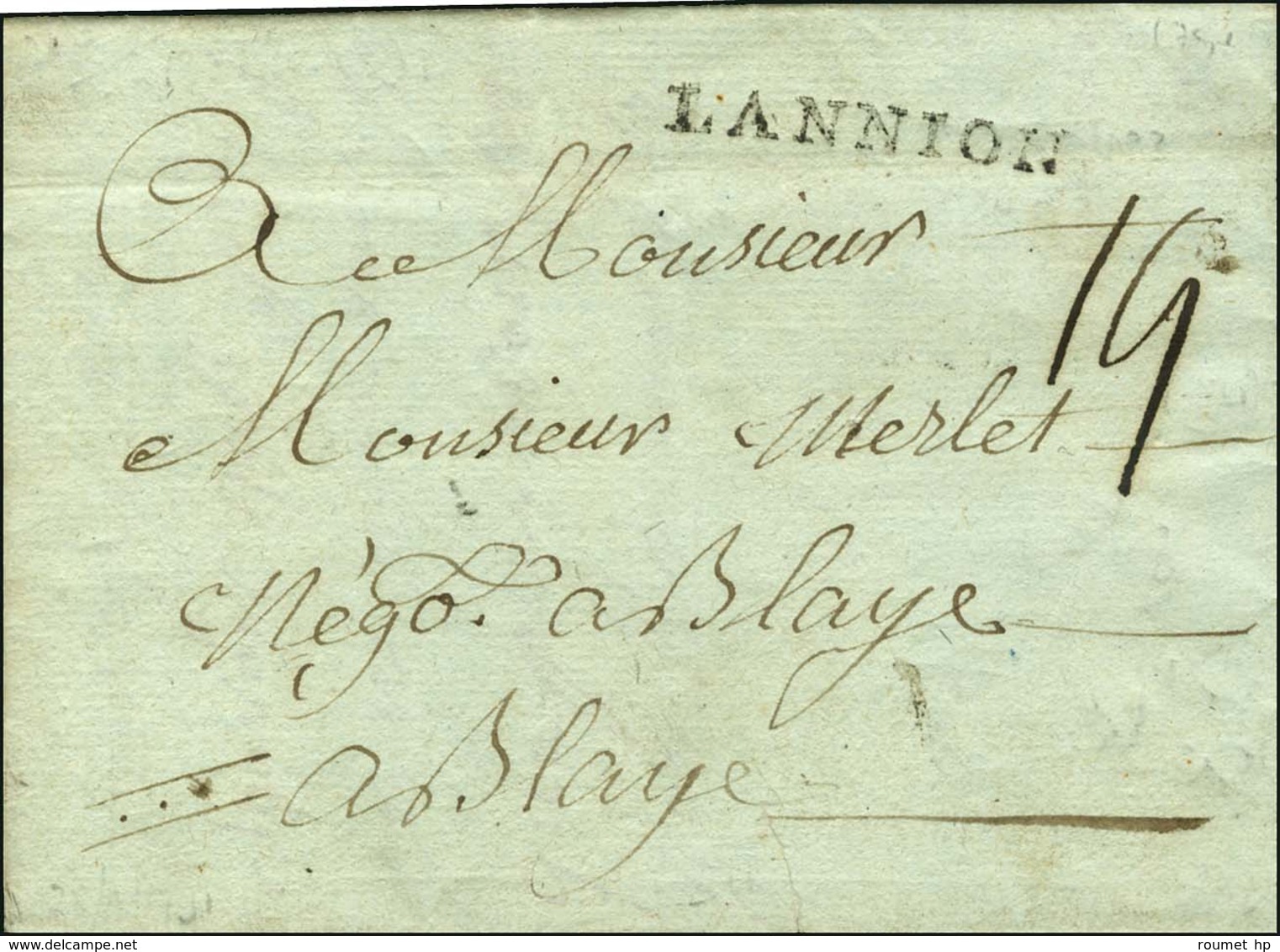 LANNION (L N° 2) (34 Mm) Sur Lettre Avec Texte Daté 1791. - TB / SUP. - R. - 1701-1800: Vorläufer XVIII