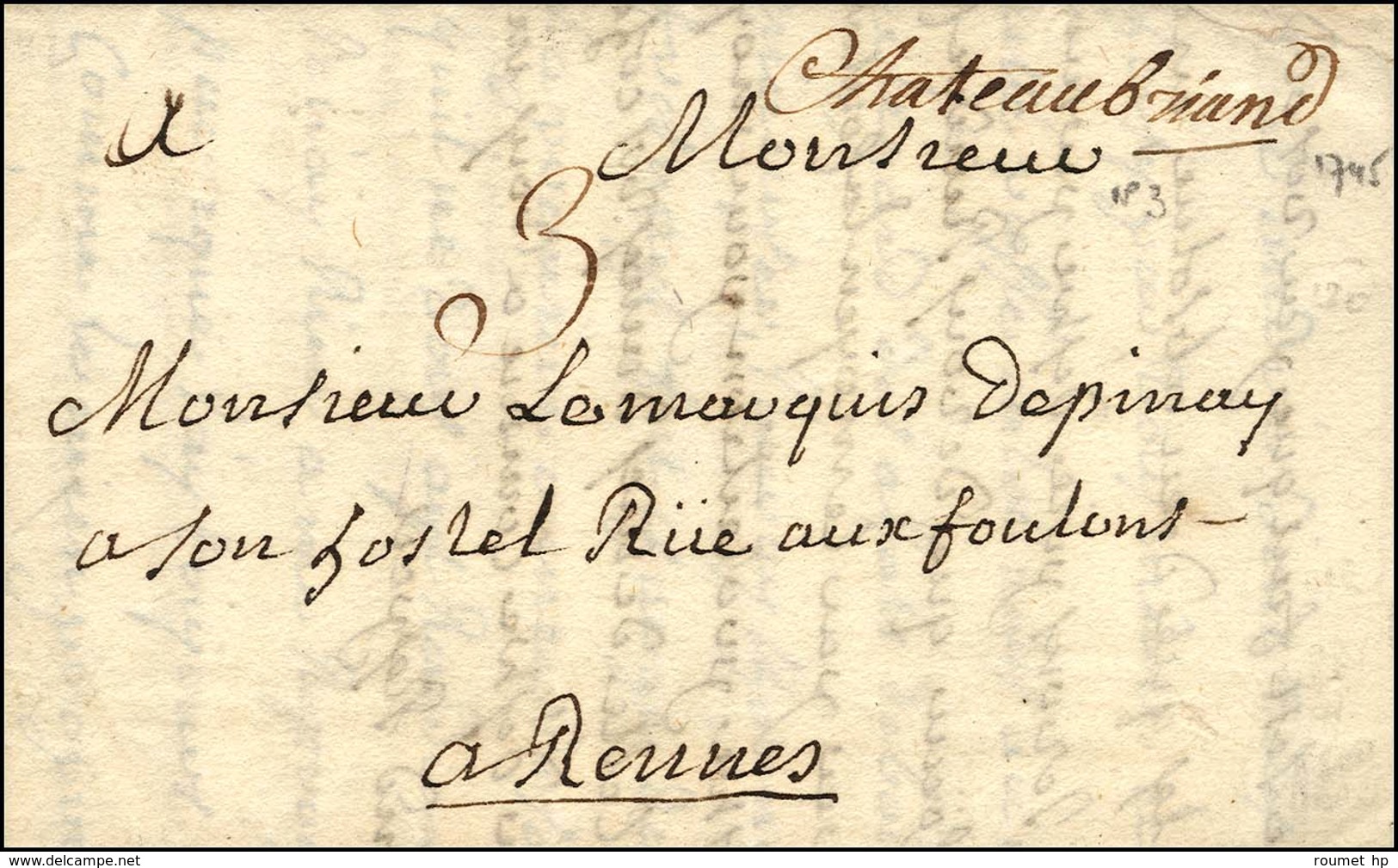 '' Chateaubriand '' (L N° 3). 1745. (cote : 450). - TB. - 1701-1800: Precursores XVIII