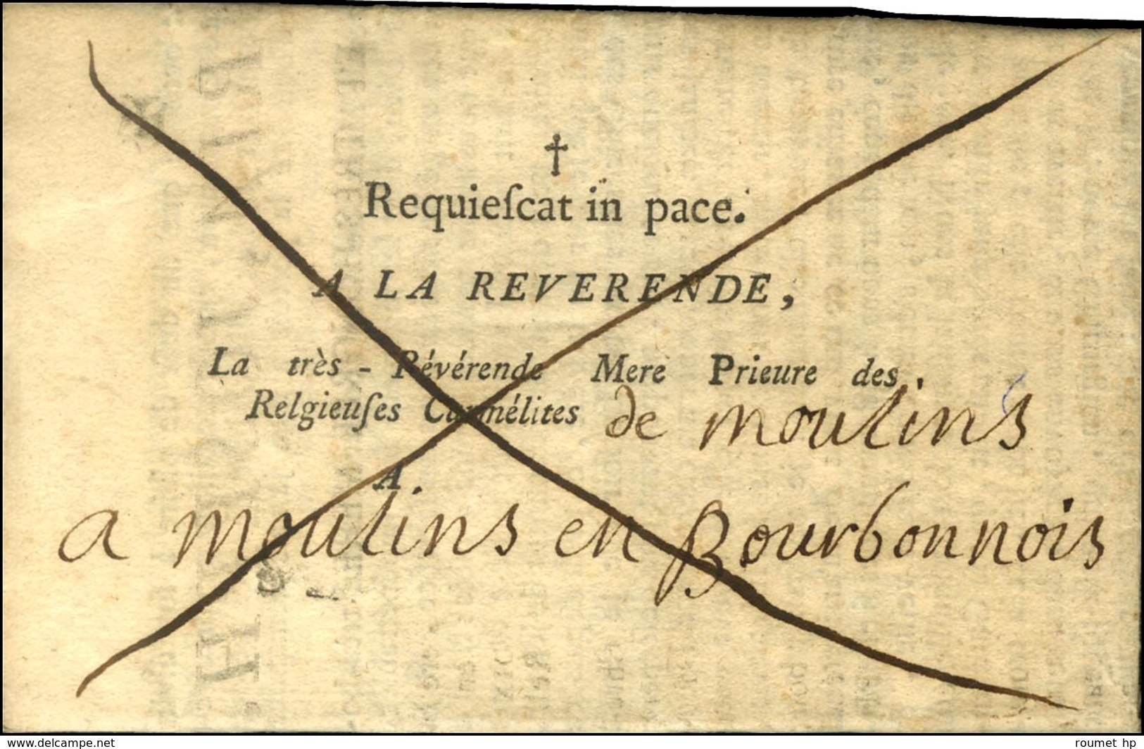 Lettre Avec Texte Daté De Nantes 1759 Adressée En Franchise Des Carmélites à Moulins. - TB / SUP. - 1701-1800: Precursors XVIII