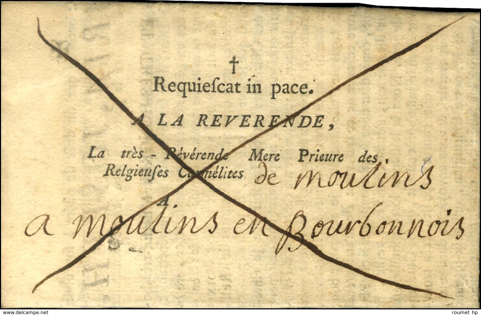 Lettre Avec Texte Daté De Nantes 1759 Adressée En Franchise Des Carmélites à Moulins. - TB / SUP. - 1701-1800: Precursori XVIII