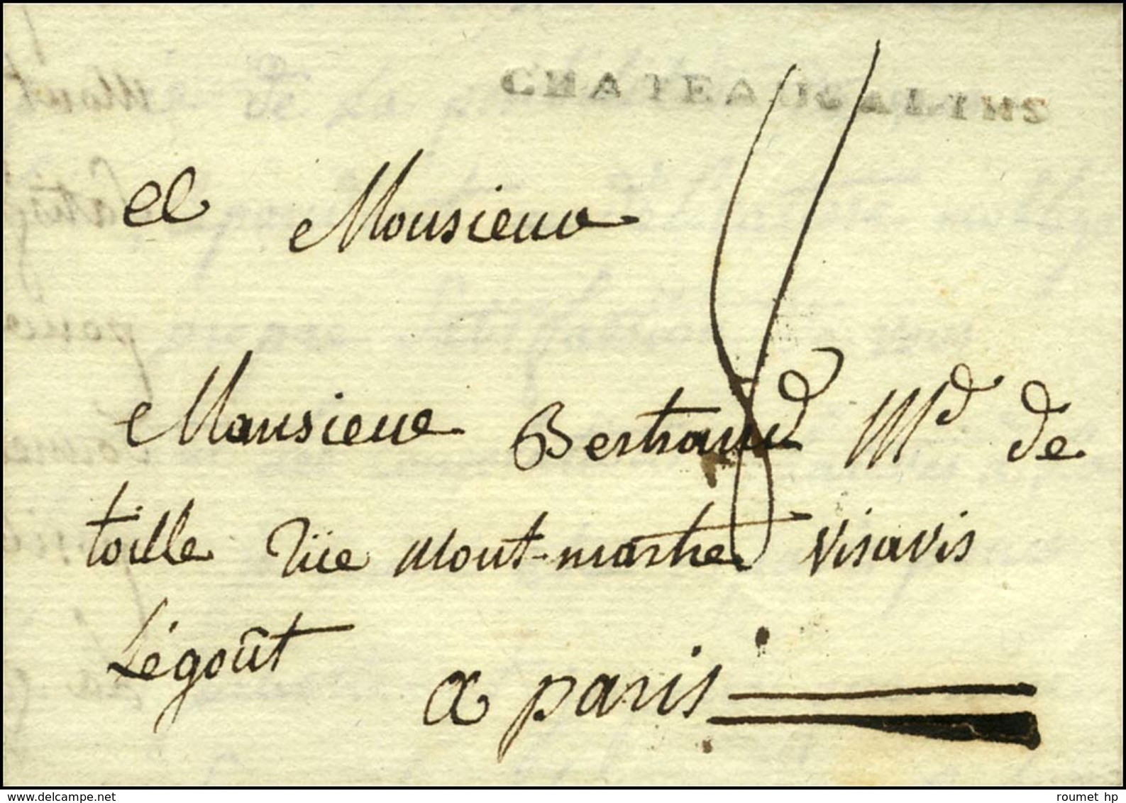 CHATEAUSALINS (L N° 1) Sur Lettre Avec Texte Daté De Vintrange Le 3 Mai 1790 Pour Paris. - TB / SUP. - R. - 1701-1800: Précurseurs XVIII