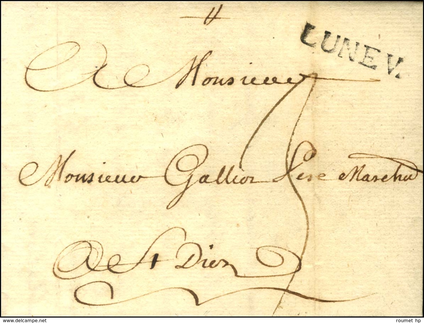LUNEV. (25 Mm) (L N° 2) Sur Lettre Avec Texte Daté Le 16 Janvier 1763 Pour St Diez. - SUP. - 1701-1800: Précurseurs XVIII