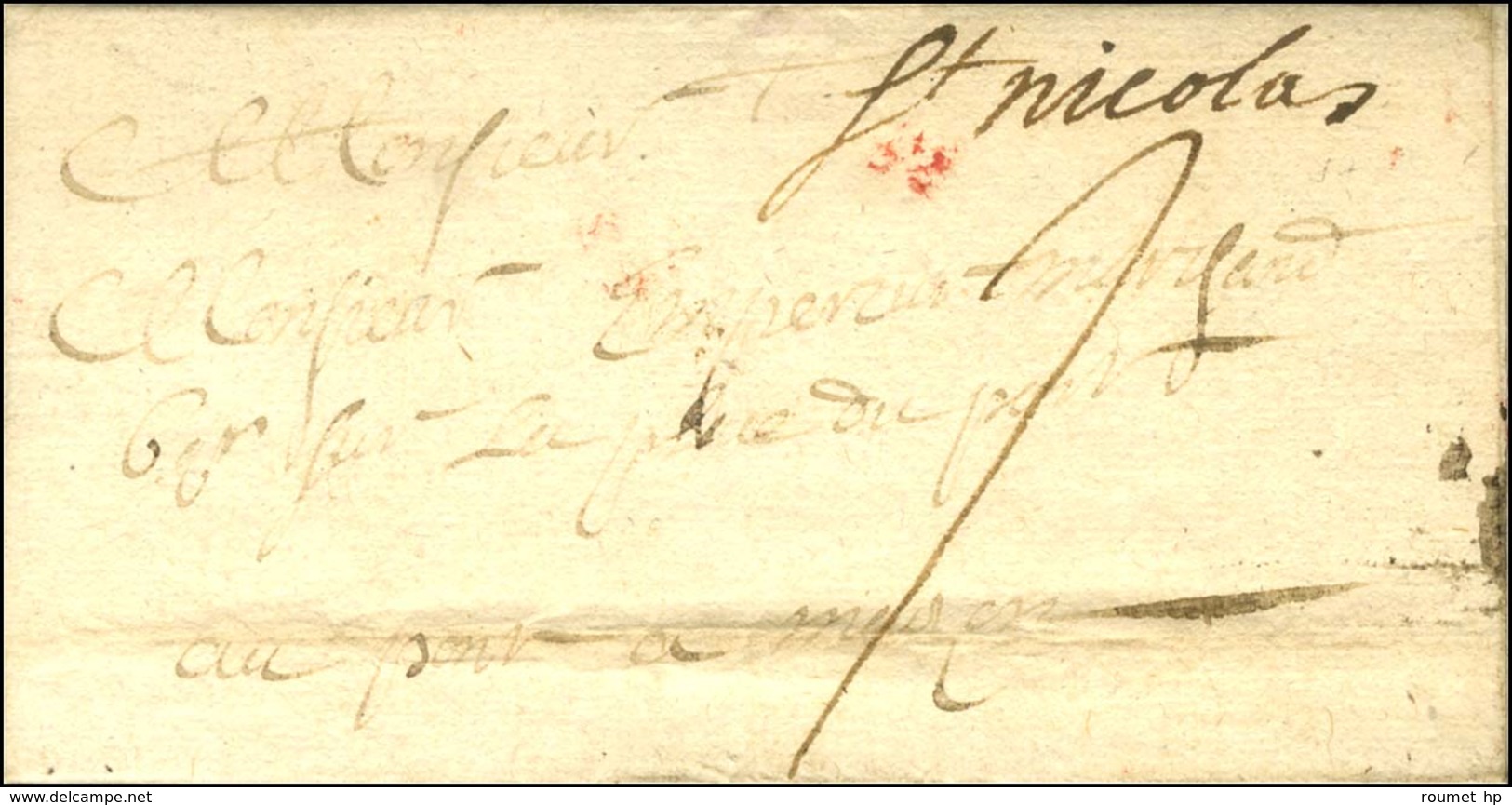 '' St Nicolas '' Sur Lettre Avec Texte Daté De St Nicolas Le 1er Juin 1728 Pour Pont à Mousson. - TB. - 1701-1800: Précurseurs XVIII