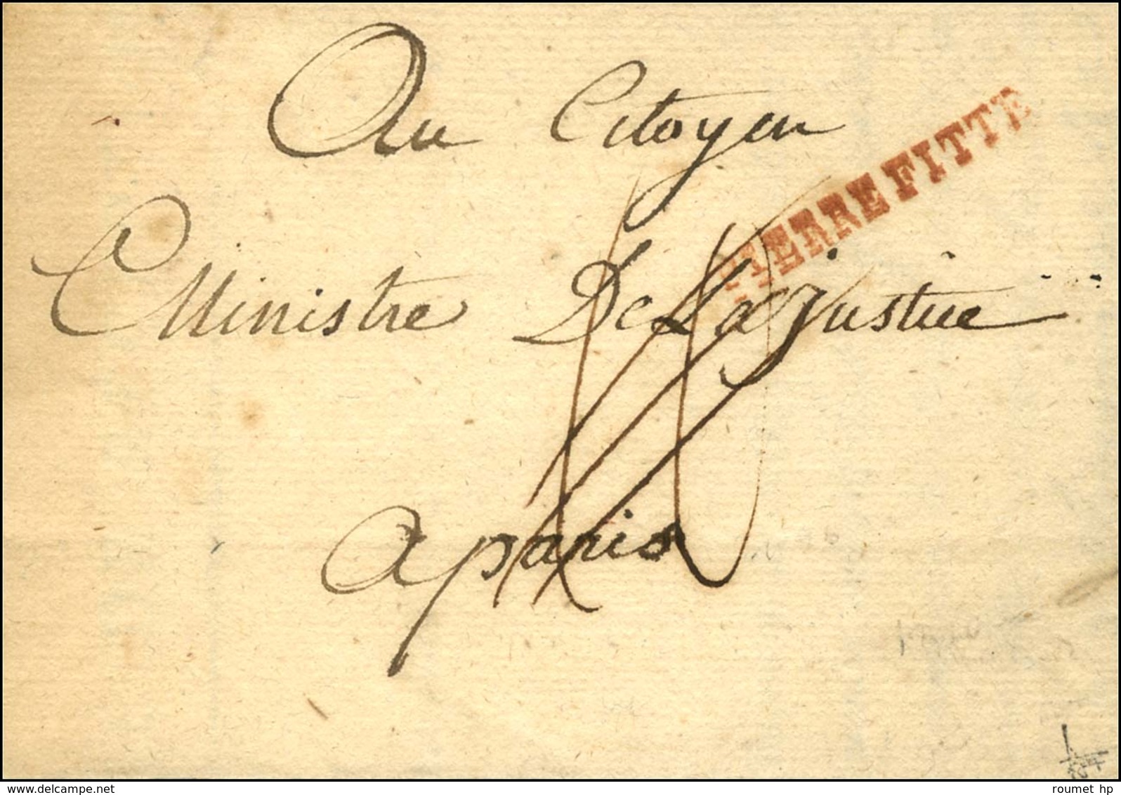 PIERREFITTE Rouge Sur Lettre Avec Texte Daté An 4. - TB / SUP. - R. - 1701-1800: Precursori XVIII