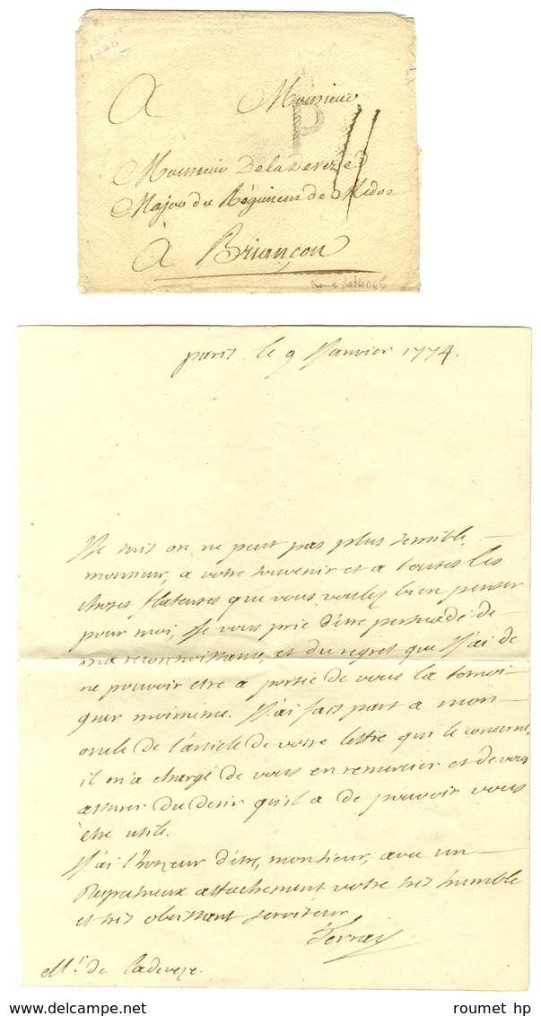 P (L N° 14) Sur Lettre Avec Texte Daté Du 9 Janvier 1774. - TB. - R. - 1701-1800: Précurseurs XVIII