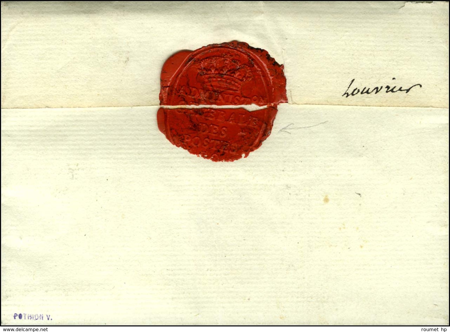 FRANC Couronné Rouge Sur Lettre En Franchise Pour Maubeuge, Au Verso Beau Cachet De Cire ADMINISTRATION / GENERALE / DES - 1701-1800: Precursori XVIII