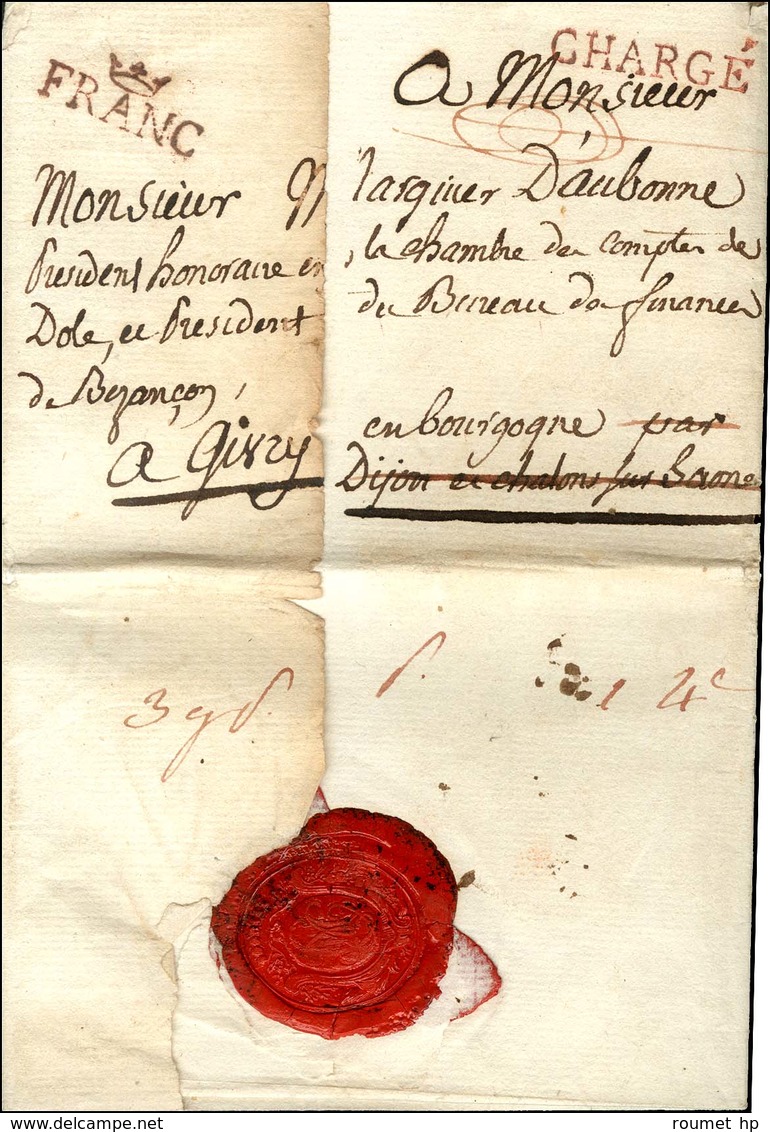 FRANC Couronné (rouge, 23 Mm) (L N° 47) Sur Lettre Chargée Avec Pliage Et Cachet De Cire Au Verso. 1789. - TB / SUP. - R - 1701-1800: Précurseurs XVIII