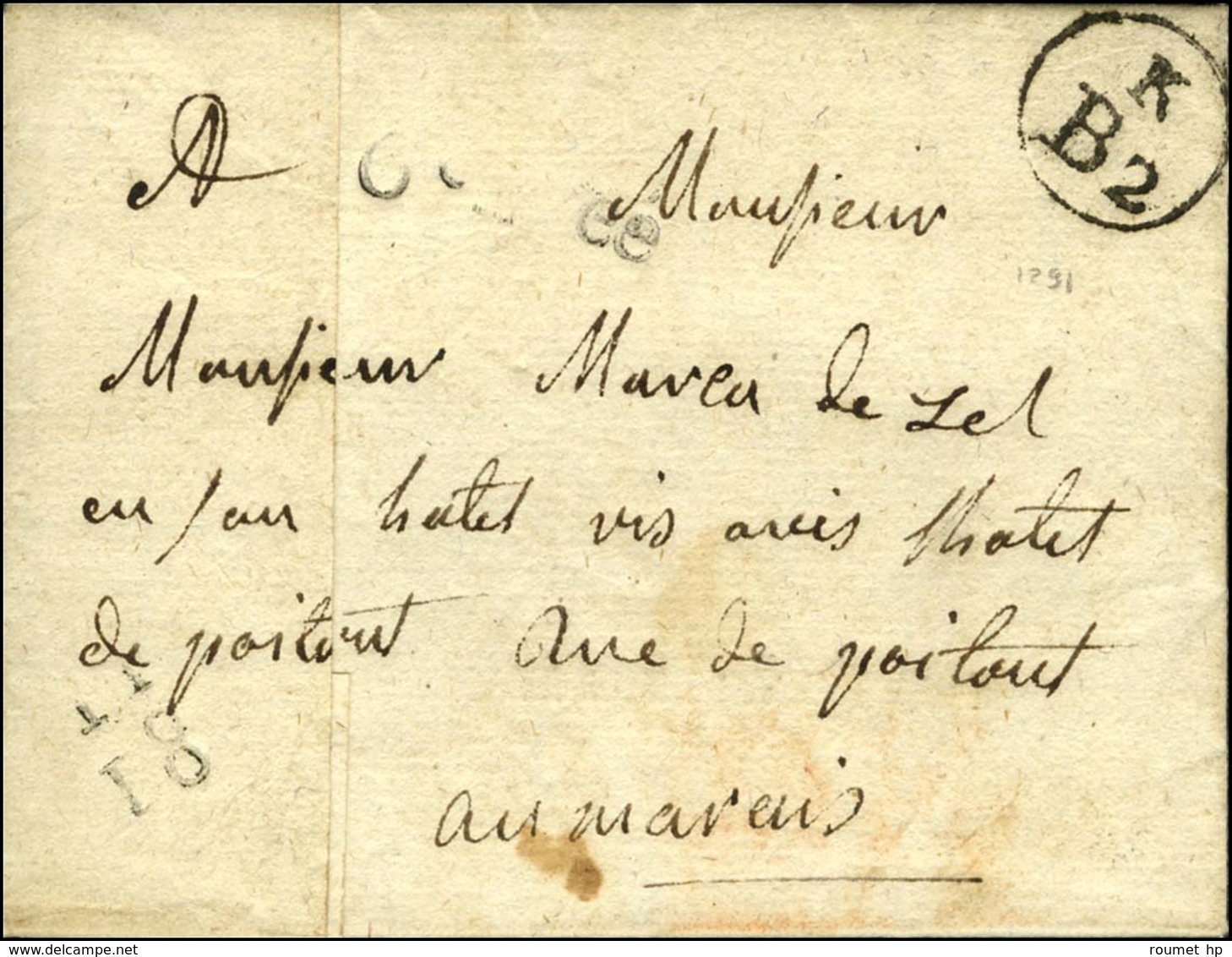 Lettre En Port Payé D'un Chef Lieu De Direction K / B2 (L. N° 31) Daté 1780. - SUP. - RR. - 1701-1800: Précurseurs XVIII