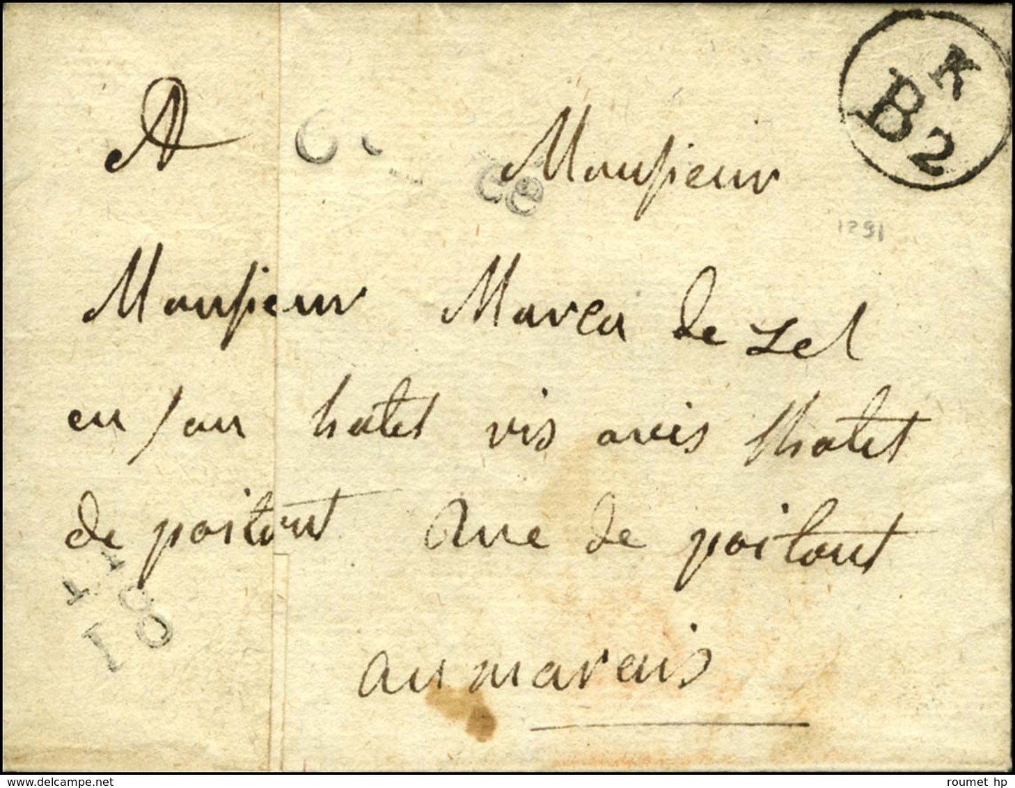 Lettre En Port Payé D'un Chef Lieu De Direction K / B2 (L. N° 31) Daté 1780. - SUP. - RR. - 1701-1800: Precursori XVIII