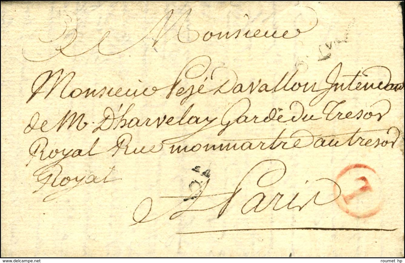 Lettre En Port Payé L Rouge + 6e Lvée + Quantième, Au Verso B / 14. Annexe Du Bureau Pour Le Faubourg St Antoine. 1772.  - 1701-1800: Precursori XVIII