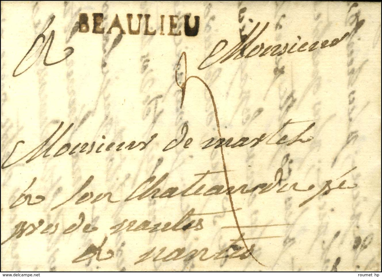 BEAULIEU (L N° 2) Sur Lettre Avec Texte Daté 7 Mai 1775. - SUP. - 1701-1800: Précurseurs XVIII