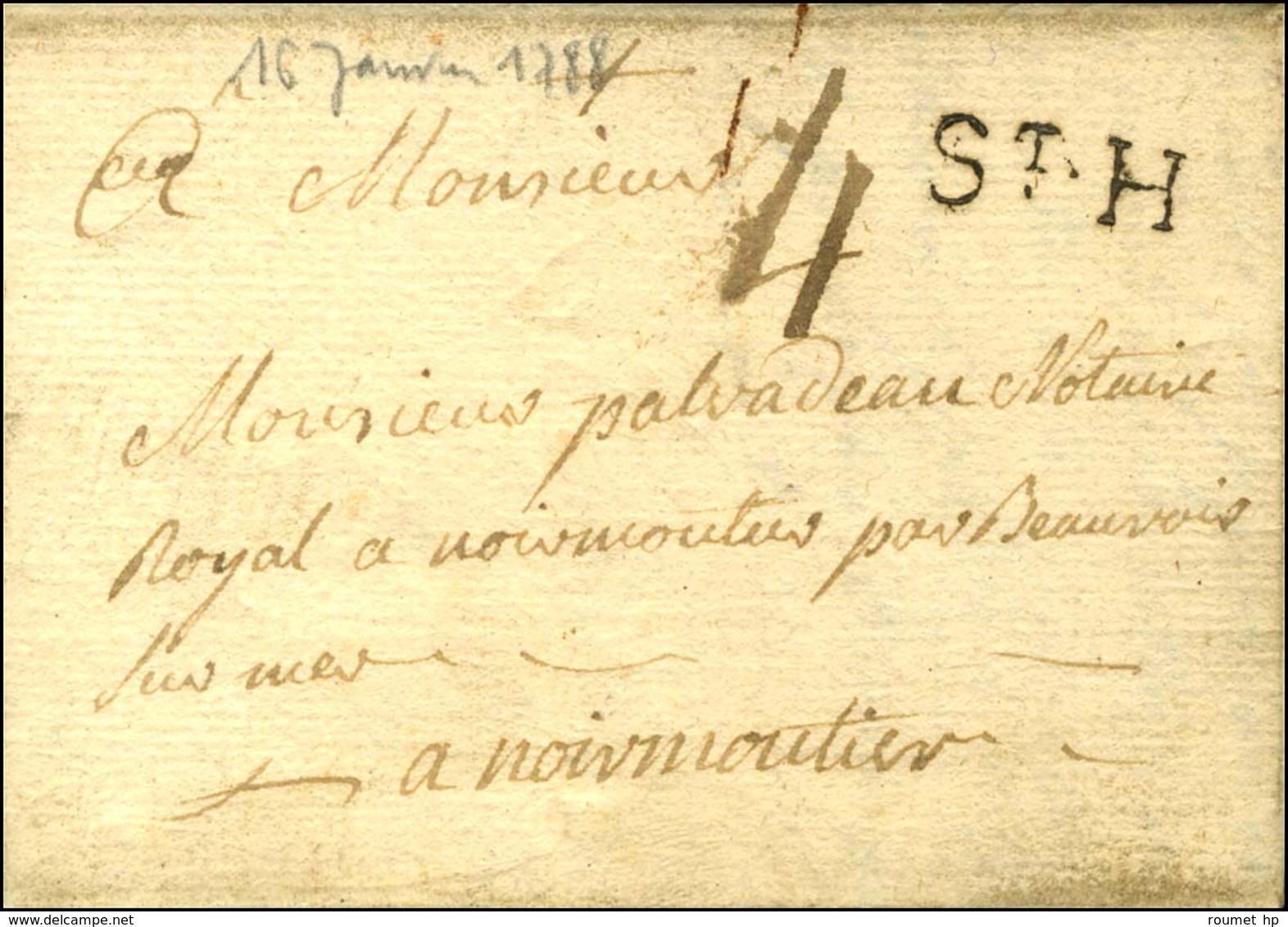 St. H (St Hermand) (L N° 1) Sur Lettre Avec Texte Daté 1788. - SUP. - 1701-1800: Precursori XVIII