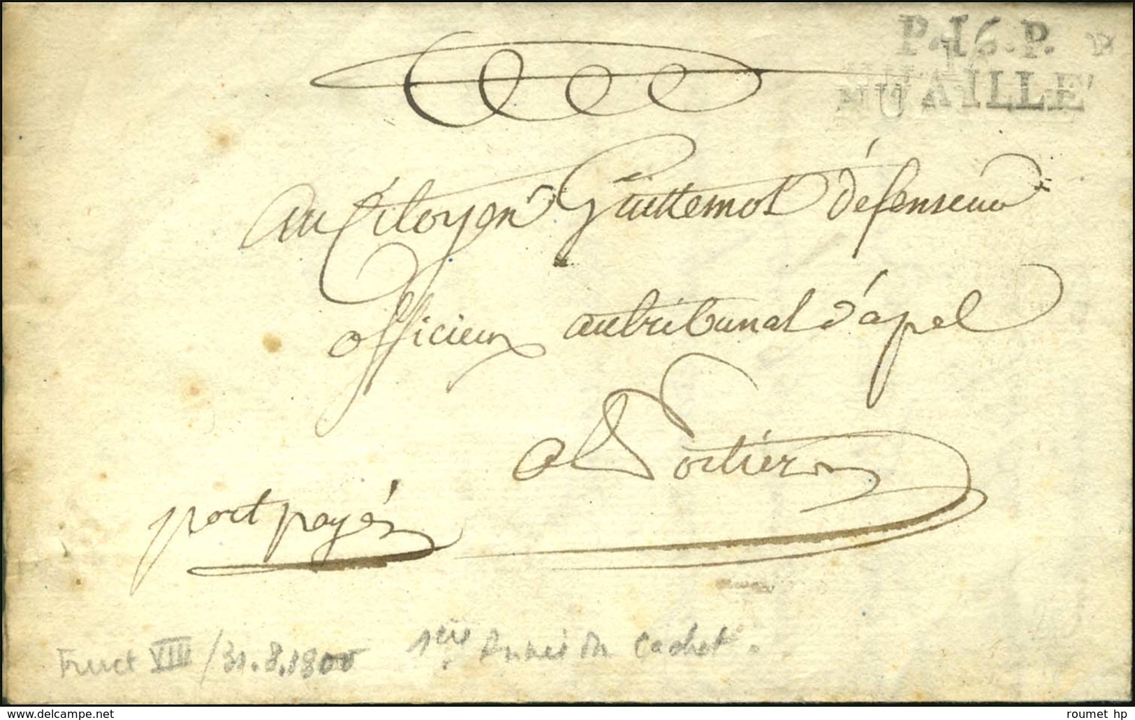 P.16.P. / NUAILLE Sur Lettre Avec Texte Daté An 8. - TB. - 1801-1848: Précurseurs XIX